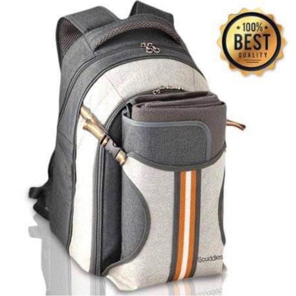 NWOT Scuddles Picnic Basket Backpack w/ Utensils for 4 People w/ Insulated Pouch
